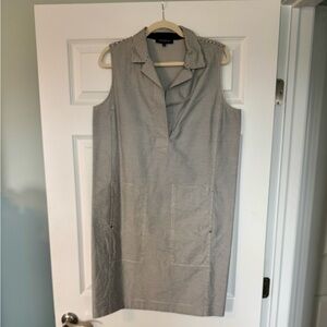 Lafayette 148 New York Black Striped Sheath Cotton Dress 12